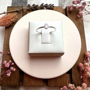 Mini Raindrop Cubic Zirconia Sterling Silver Ring | .925 Sterling Silver